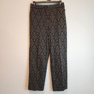 VINTAGE Talbots Petites Pants Black Tan Floral Size 6 Stretch
